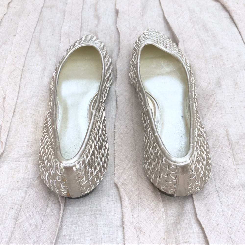 Marc Fisher Taanya Silver Metallic Woven Flats 7M - Picture 4 of 7